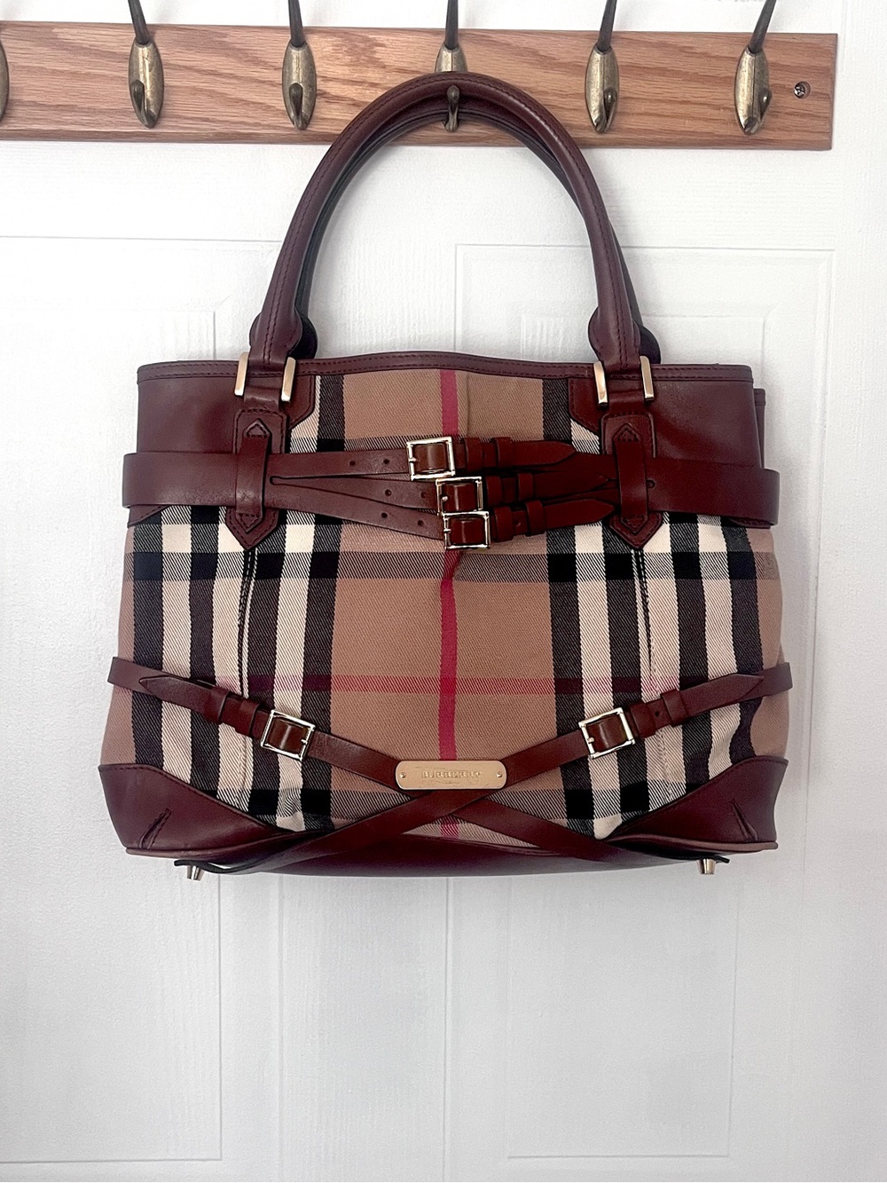 Burberry Bridle Lynher House Check Canvas Shoulder Bag
